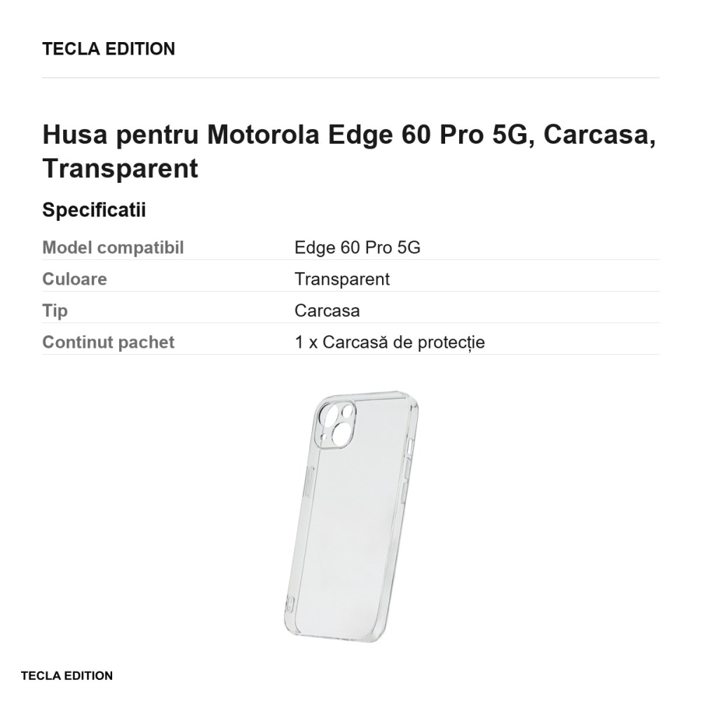 Husa Slim 2 mm pentru Motorola Edge 60 Pro 5G, Carcasa, Transparent [3]