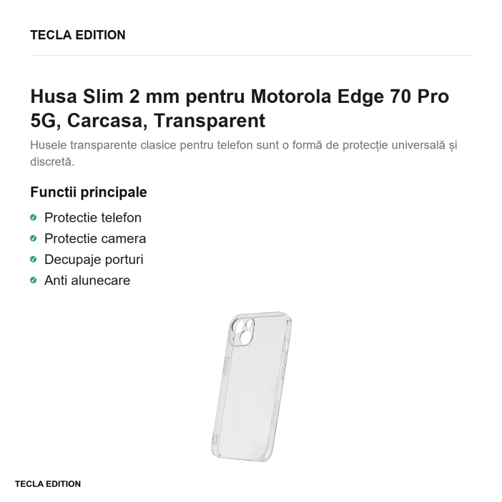 Husa Slim 2 mm pentru Motorola Edge 70 Pro 5G, Carcasa, Transparent [2]