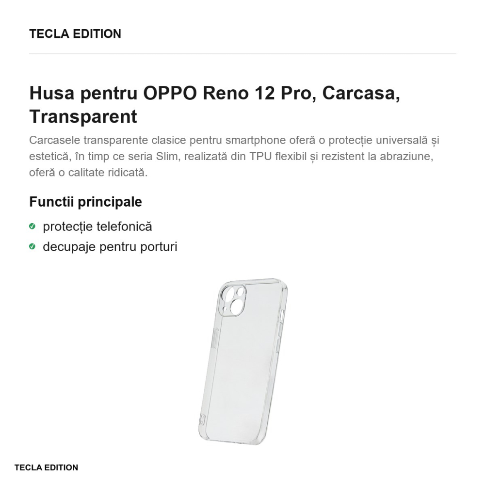 Husa Slim 2 mm pentru OPPO Reno 12 Pro, Carcasa, Transparent [2]