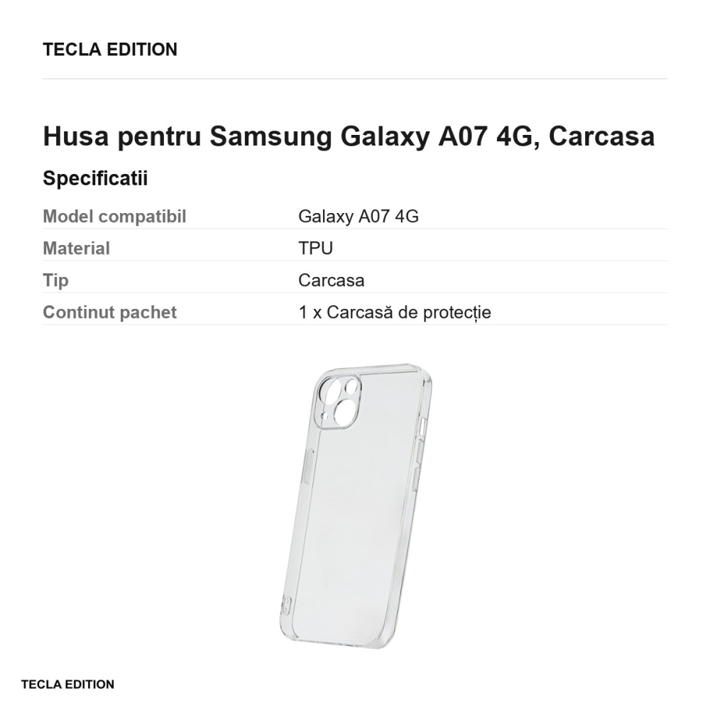Husa Slim 2 mm pentru Samsung Galaxy A07 4G, Carcasa, Transparent [3]