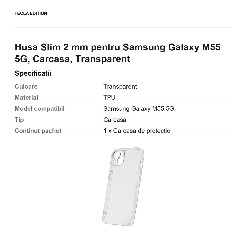 Husa Slim 2 mm pentru Samsung Galaxy M55 5G, Carcasa, Transparent [3]