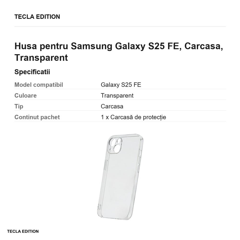 Husa Slim 2 mm pentru Samsung Galaxy S25 FE, Carcasa, Transparent [3]