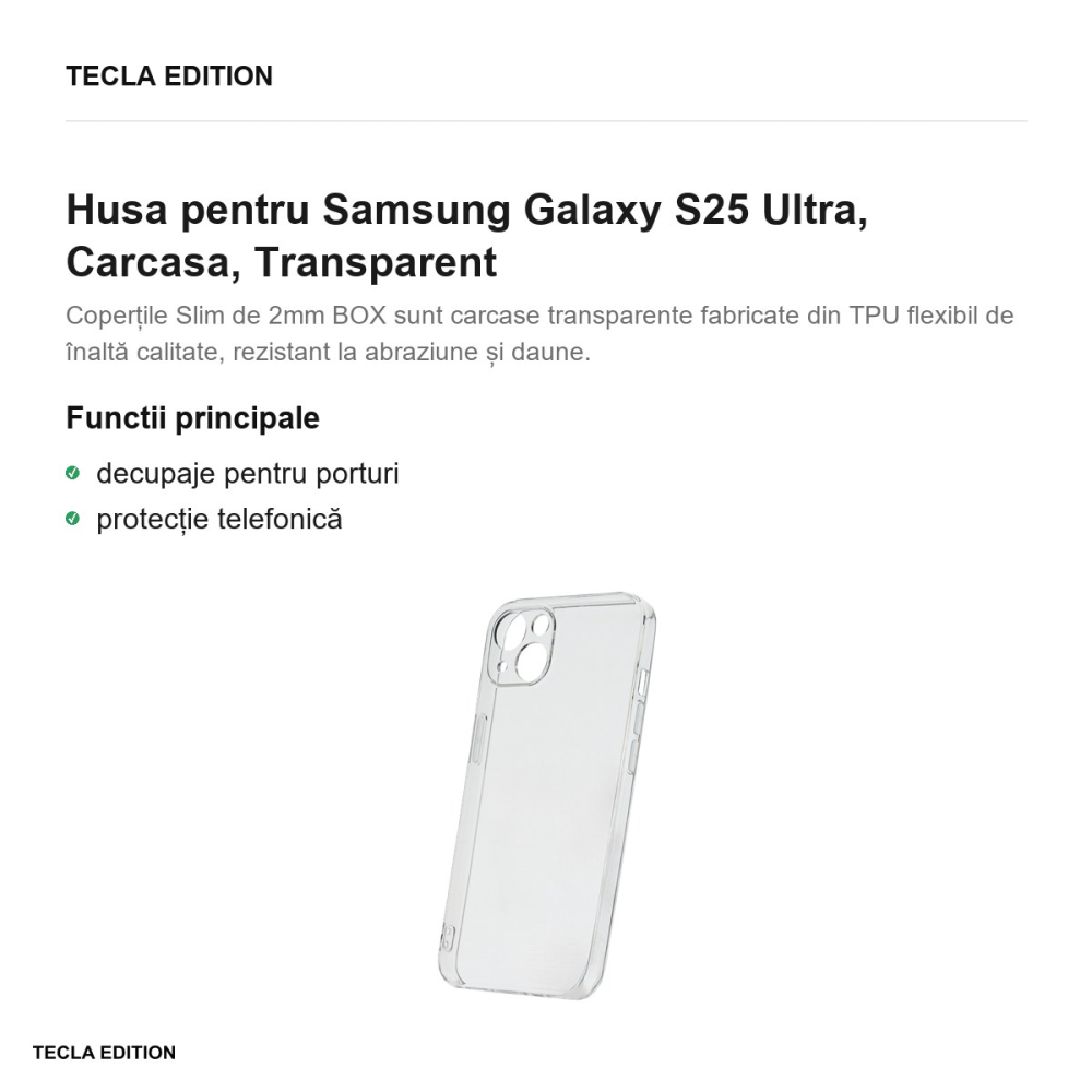 Husa Slim 2mm Box pentru Samsung Galaxy S25 Ultra, Carcasa, Transparent [2]