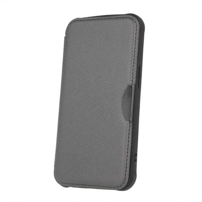 Husa Smart Carbon, compatibila cu Samsung Galaxy A25 5G, premium flip book cu inchidere magnetica si margini intarite, buzunar card, gri [1]