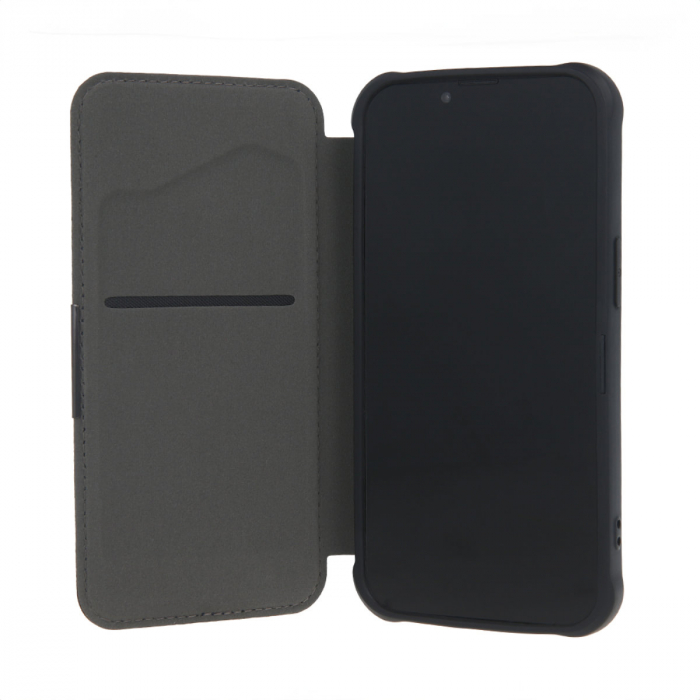 Husa Smart Carbon, compatibila cu Samsung Galaxy A55 5G, premium flip book cu inchidere magnetica si margini intarite, buzunar card, neagra [2]
