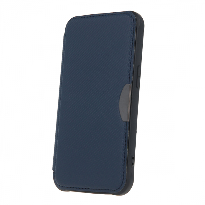 Husa Smart Carbon, compatibila cu Samsung Galaxy S24, premium flip book cu inchidere magnetica si margini intarite, buzunar card, albastra [1]