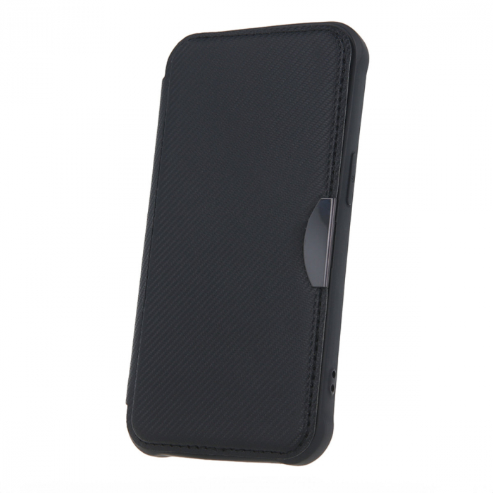 Husa Smart Carbon, compatibila cu Xiaomi Redmi Note 13 5G, premium flip book cu inchidere magnetica si margini intarite, buzunar card, neagra [1]