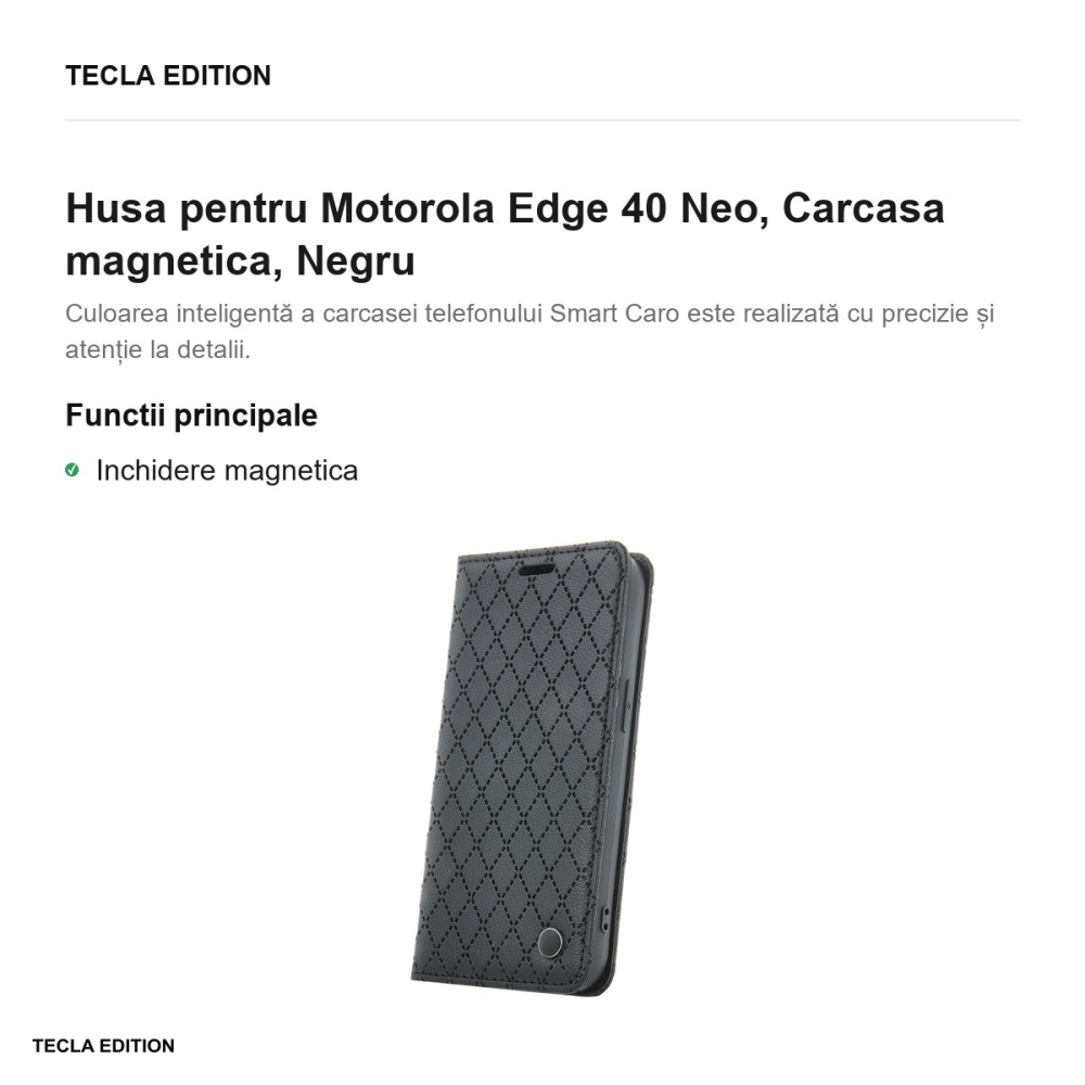 Husa Smart Caro pentru Motorola Edge 40 Neo, tip carte cu inchidere magnetica, Negru [2]