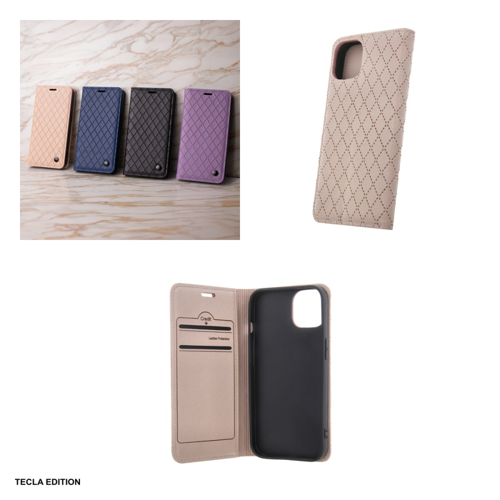 Husa Smart Caro pentru Motorola Moto E13, tip carte cu inchidere magnetica, Bej [4]