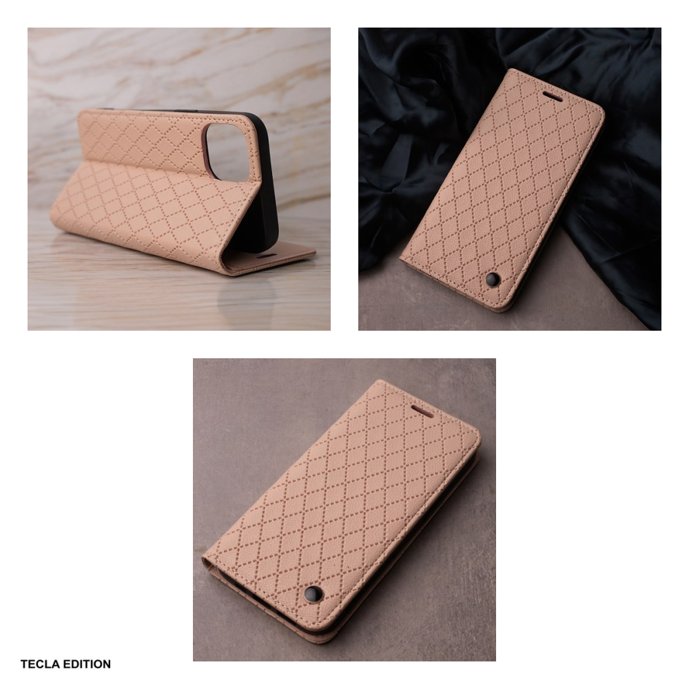Husa Smart Caro pentru Motorola Moto G24, Moto G04, tip carte cu inchidere magnetica, Bej [5]