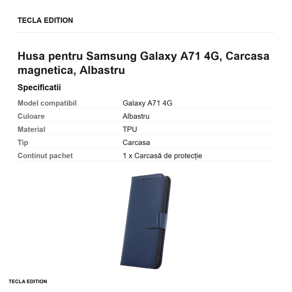 Husa Smart Classic pentru Samsung Galaxy A71 4G, tip carte cu inchidere magnetica, Albastru [3]