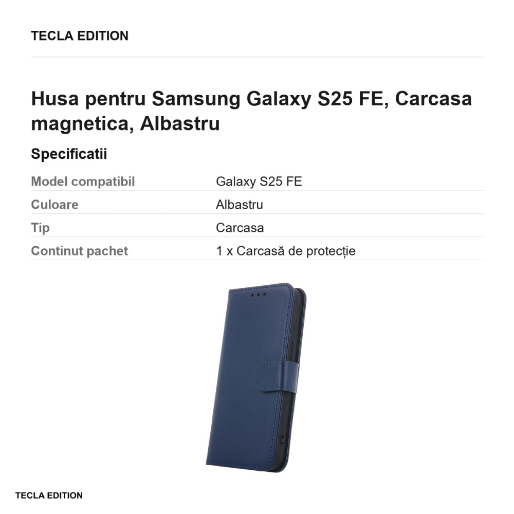 Husa Smart Classic pentru Samsung Galaxy S25 FE, tip carte cu inchidere magnetica, Albastru [3]