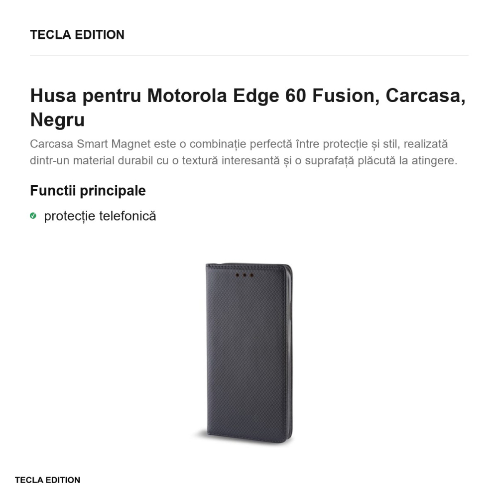 Husa Smart Magnet Fusion pentru Motorola Edge 60 Fusion, tip carte, Negru [2]