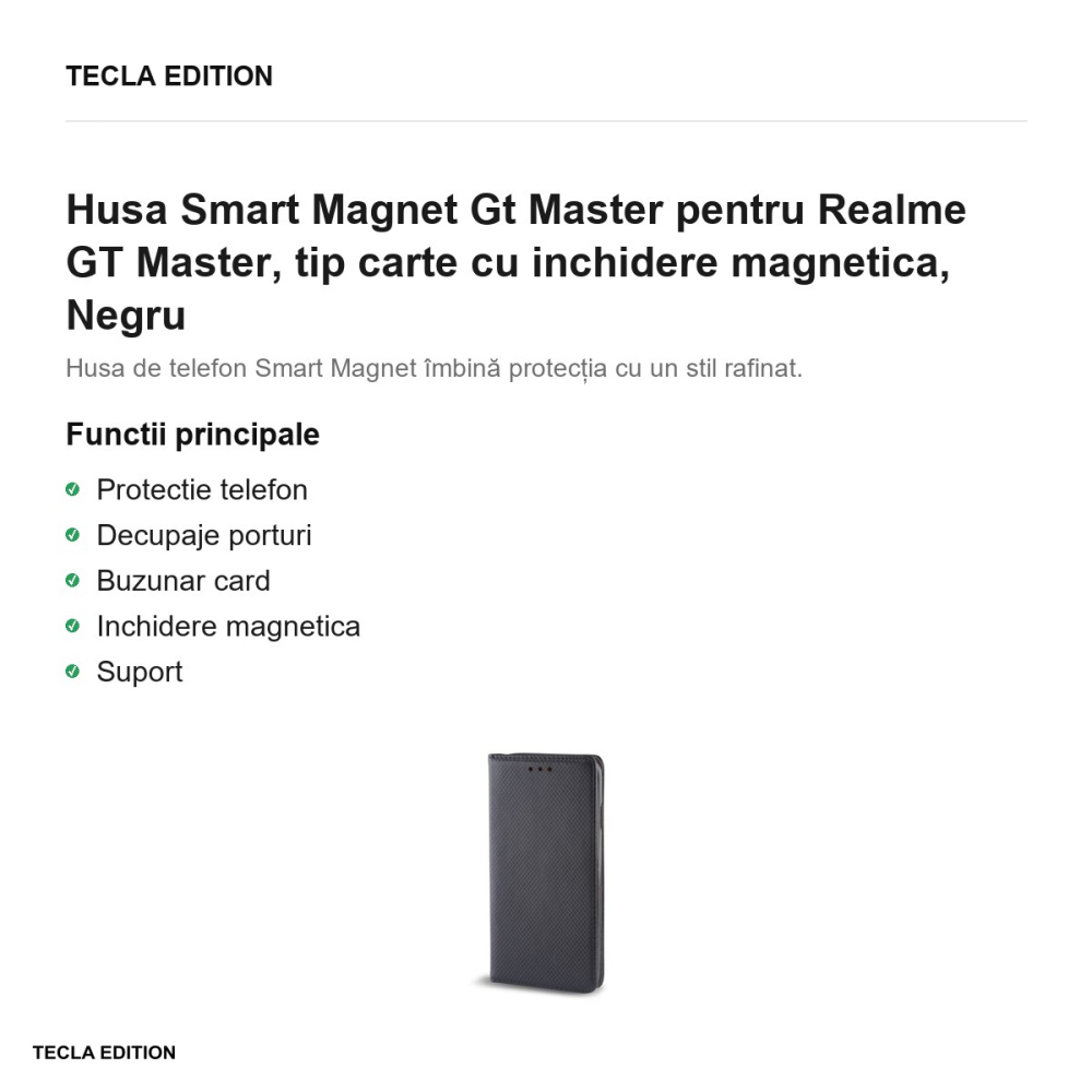 Husa Smart Magnet Gt Master pentru Realme GT Master, tip carte cu inchidere magnetica, Negru [2]