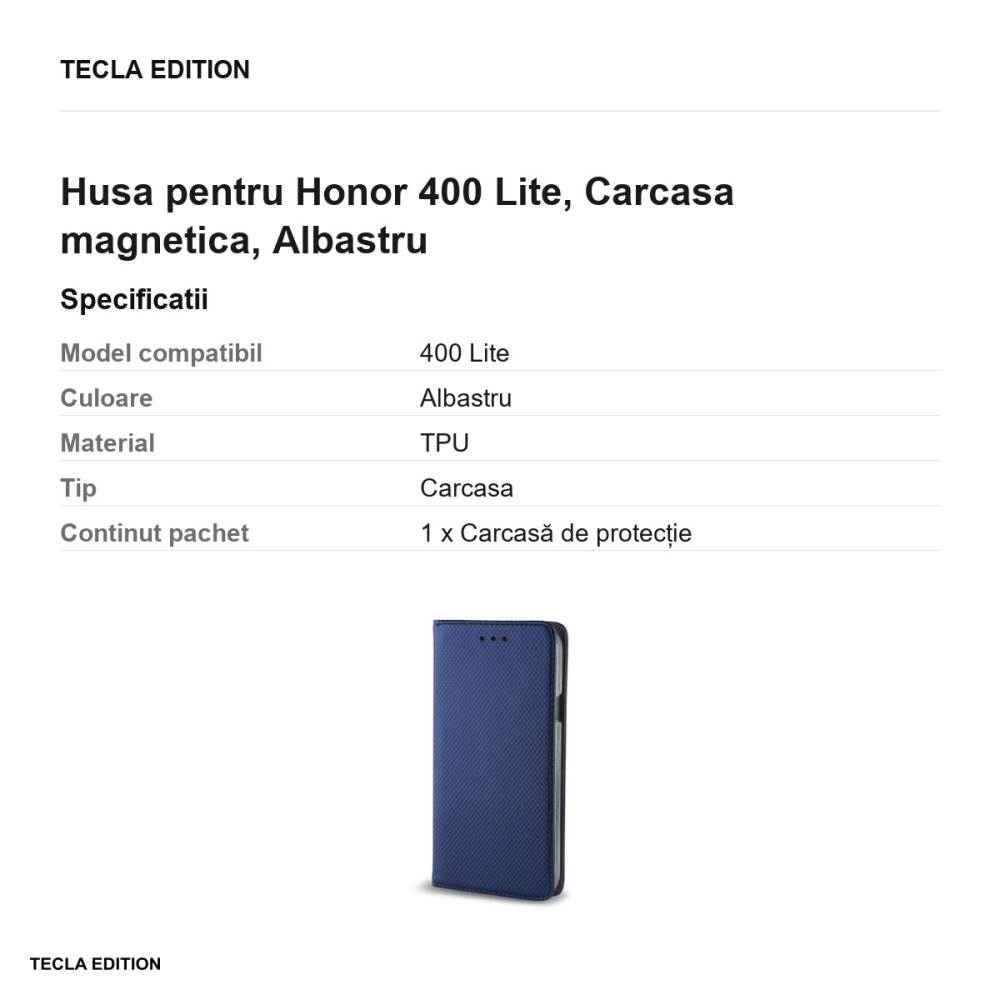 Husa Smart Magnet pentru Honor 400 Lite, tip carte cu inchidere magnetica, Albastru [3]