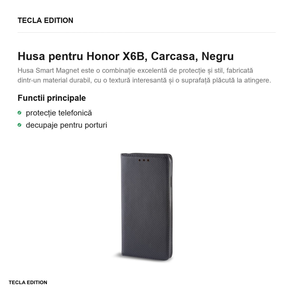 Husa Smart Magnet pentru Honor X6B, tip carte, Negru [2]