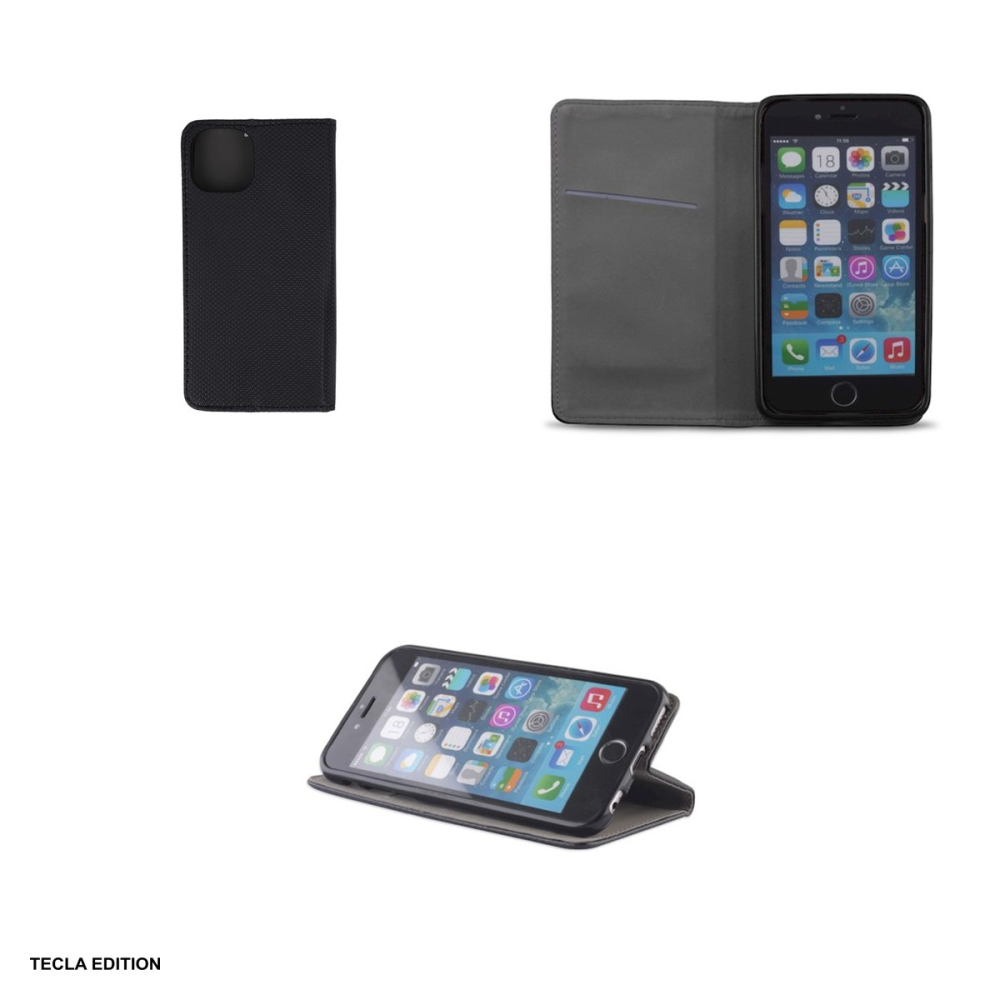 Husa Smart Magnet pentru iPhone 13, tip carte cu inchidere magnetica, Negru [4]