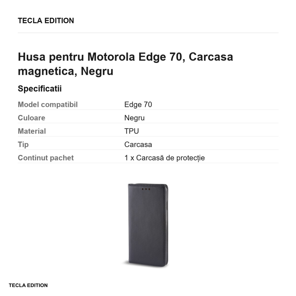 Husa Smart Magnet pentru Motorola Edge 70, tip carte cu inchidere magnetica, Negru [3]