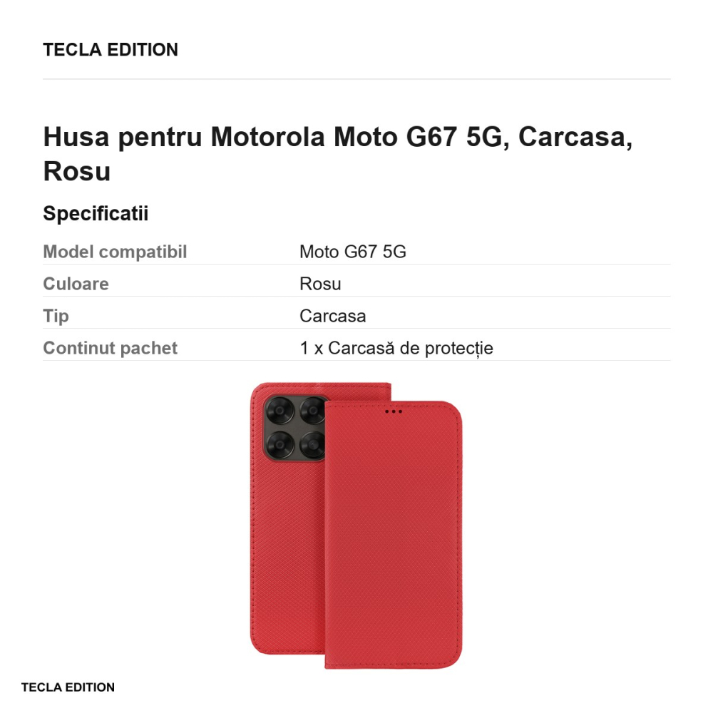Husa Smart Magnet pentru Motorola Moto G67 5G, tip carte, Rosu [3]