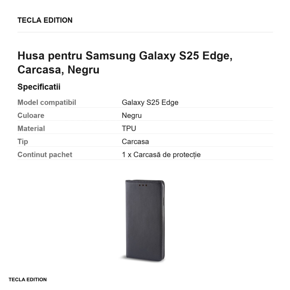Husa Smart Magnet pentru Samsung Galaxy S25 Edge, tip carte, Negru [3]