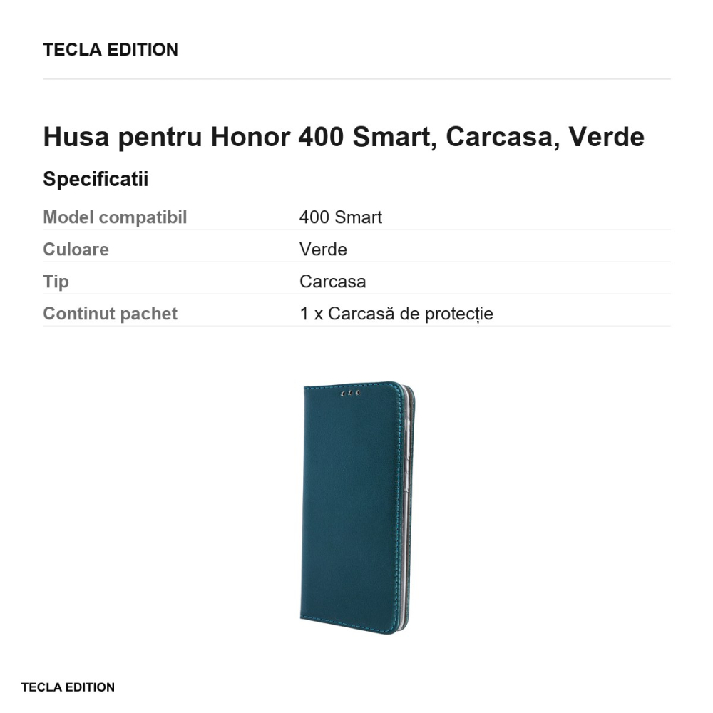 Husa Smart Magnetic pentru Honor 400 Smart, tip carte, Verde [3]