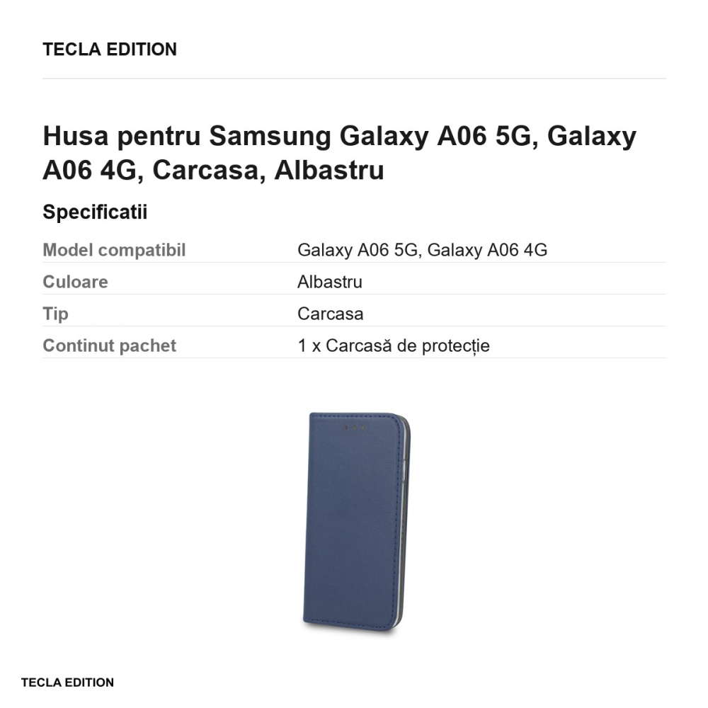 Husa Smart Magnetic pentru Samsung Galaxy A06 5G, Galaxy A06 4G, tip carte, Albastru [3]