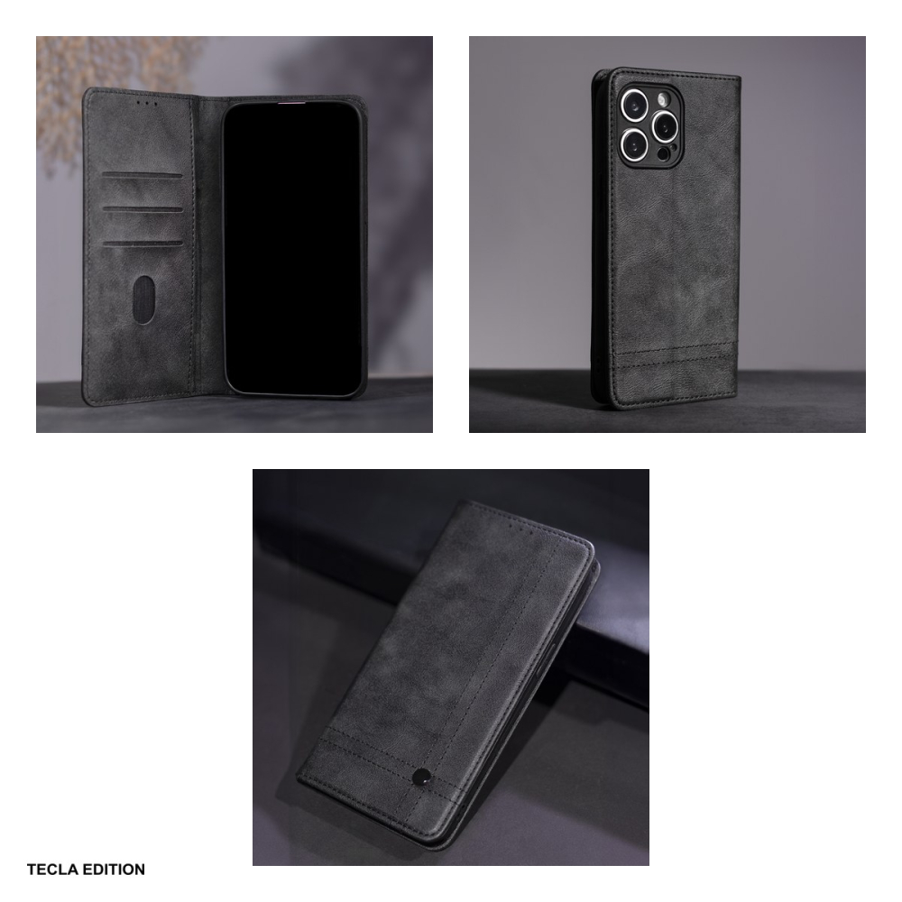 Husa Smart Seam pentru Samsung Galaxy A56 5G, tip carte cu inchidere magnetica, Negru [5]