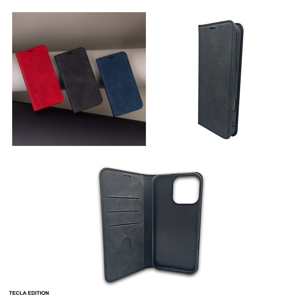 Husa Smart Suede pentru Apple iPhone 15, tip carte cu inchidere magnetica, Negru [4]