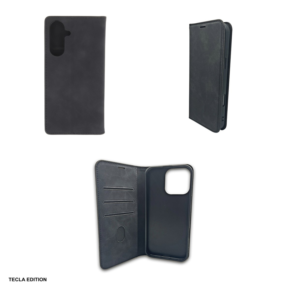 Husa Smart Suede pentru Samsung Galaxy A56 5G, tip carte cu inchidere magnetica, Negru [4]