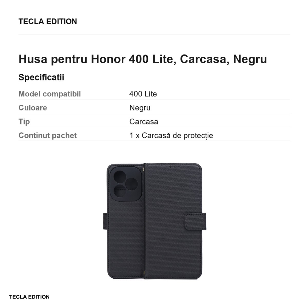 Husa Smart Triangle pentru Honor 400 Lite, tip carte, Negru [3]