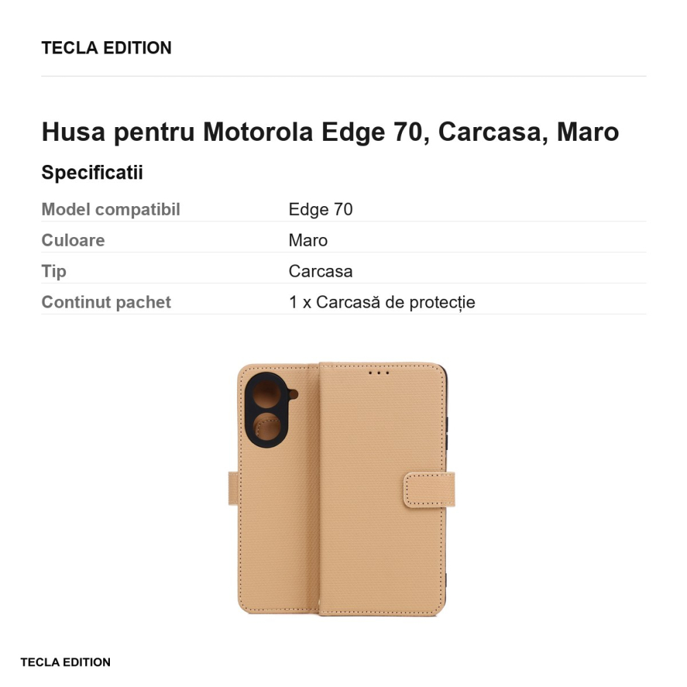 Husa Smart Triangle pentru Motorola Edge 70, tip carte, Maro [3]