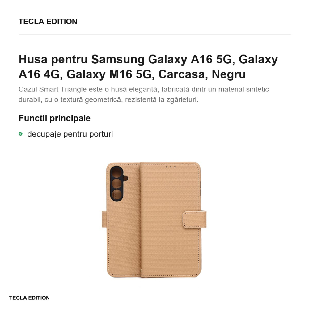 Husa Smart Triangle pentru Samsung Galaxy A16 5G, Galaxy A16 4G, Galaxy M16 5G, tip carte, Maro [2]