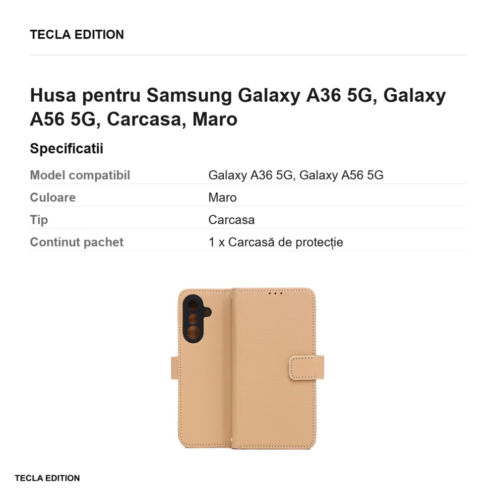 Husa Smart Triangle pentru Samsung Galaxy A36 5G, Galaxy A56 5G, tip carte, Maro [3]
