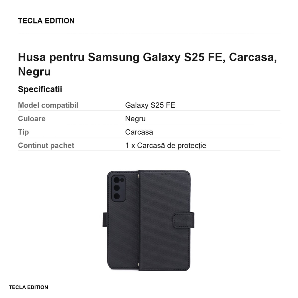 Husa Smart Triangle pentru Samsung Galaxy S25 FE, tip carte, Negru [3]
