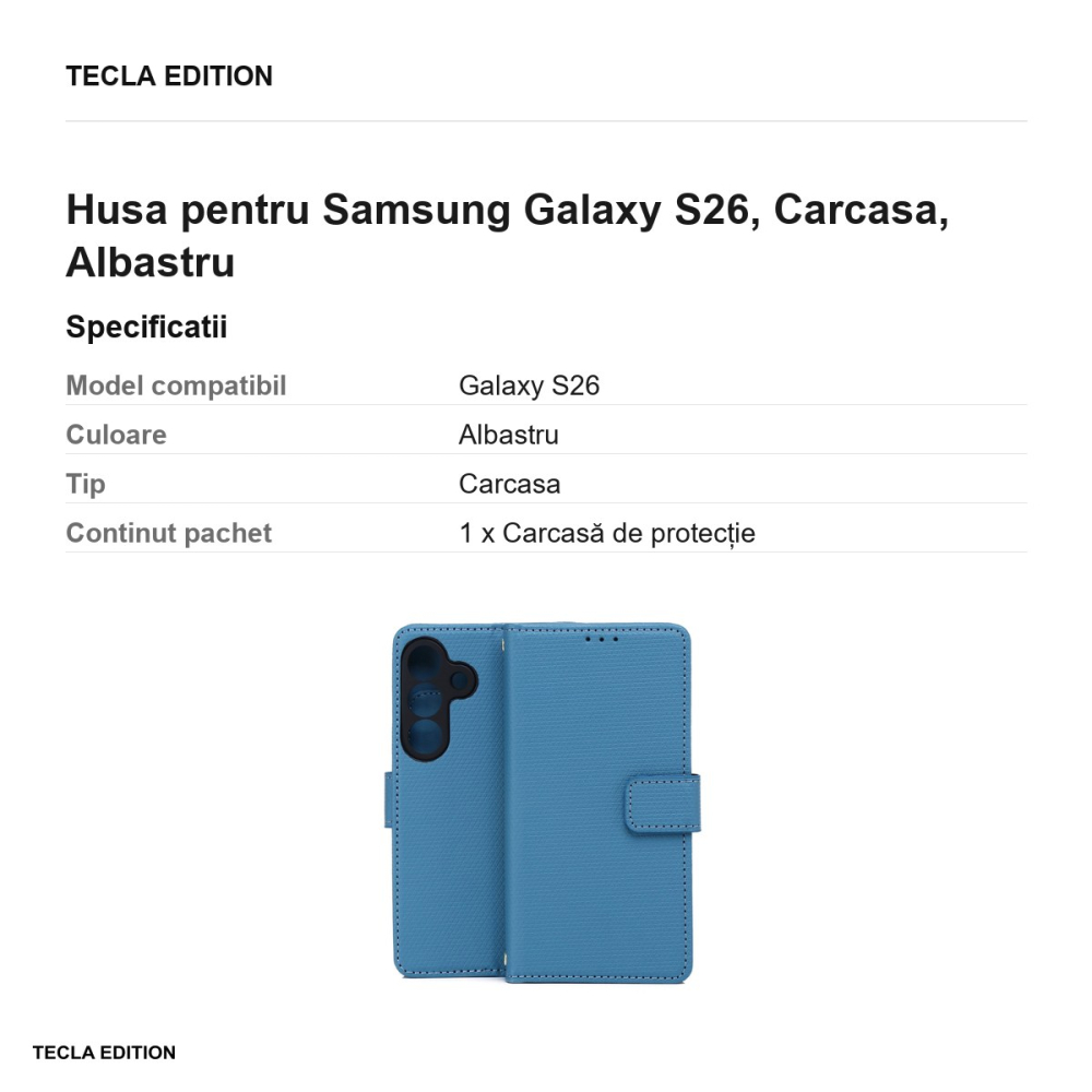 Husa Smart Triangle pentru Samsung Galaxy S26, tip carte, Albastru [3]