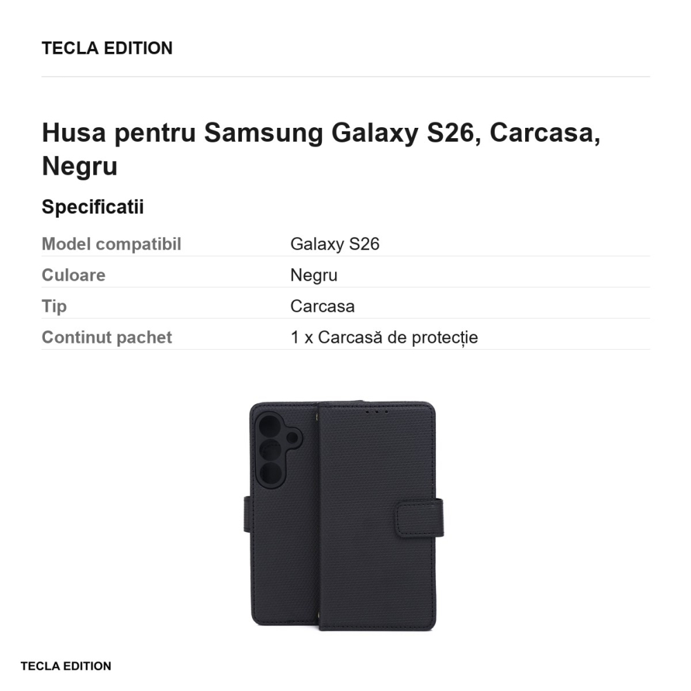 Husa Smart Triangle pentru Samsung Galaxy S26, tip carte, Negru [3]