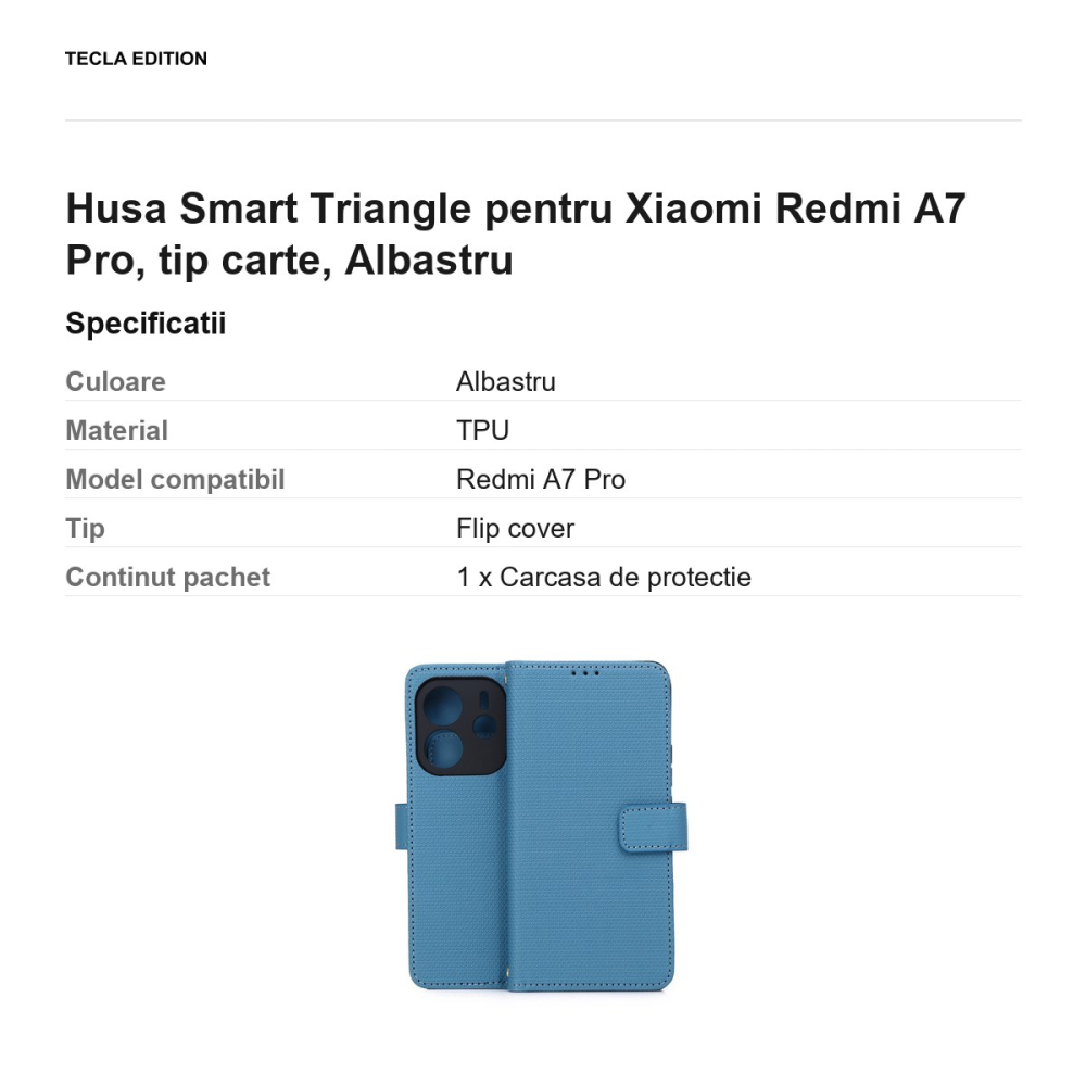 Husa Smart Triangle pentru Xiaomi Redmi A7 Pro, tip carte, Albastru [3]
