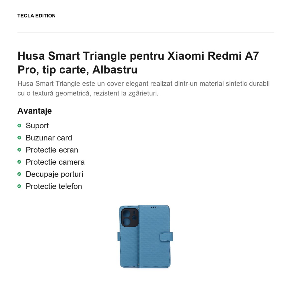Husa Smart Triangle pentru Xiaomi Redmi A7 Pro, tip carte, Albastru [2]