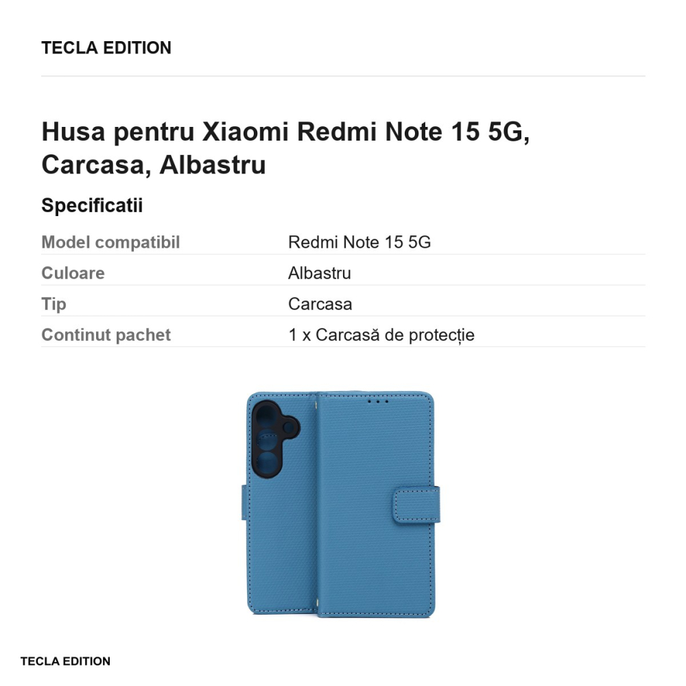 Husa Smart Triangle pentru Xiaomi Redmi Note 15 5G, tip carte, Albastru [3]