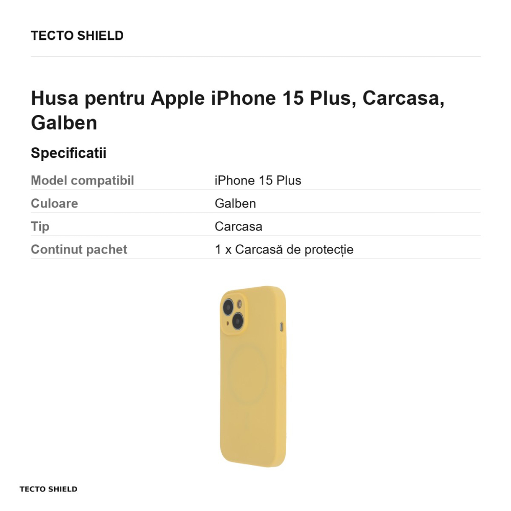 Husa Soft Touch Mag pastel pentru Apple iPhone 15 Plus, Carcasa, Galben [3]