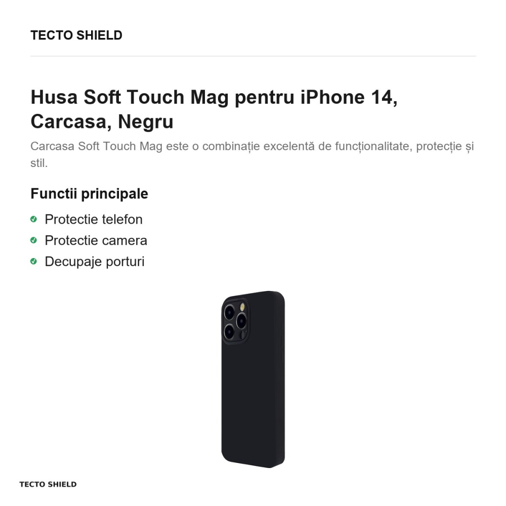 Husa Soft Touch Mag pentru iPhone 14, Carcasa, Negru [2]