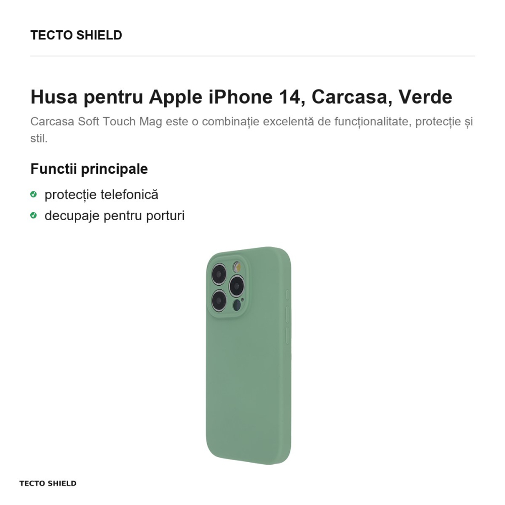 Husa Soft Touch Mag pistachio pentru Apple iPhone 14, Carcasa, Verde [2]