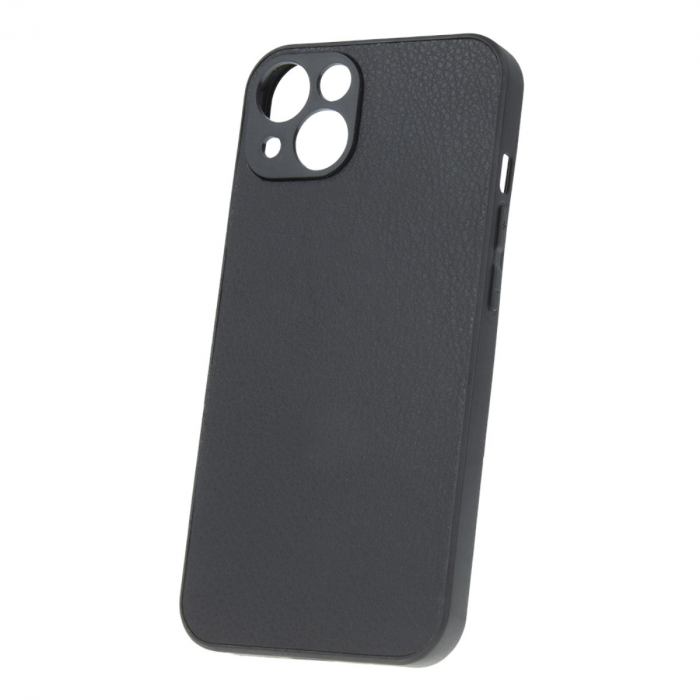 Husa spate Black Leather pentru protectie Samsung Galaxy A14 4G / A14 5G, din TPU, textura tip piele, neagra [1]