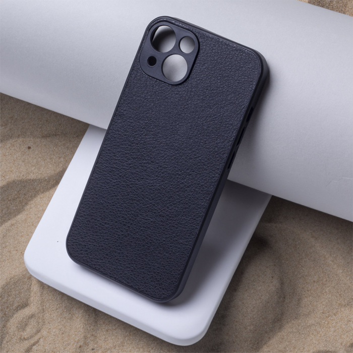 Husa spate Black Leather pentru protectie Xiaomi Redmi A1 / Redmi A2, din TPU, textura tip piele, neagra [5]