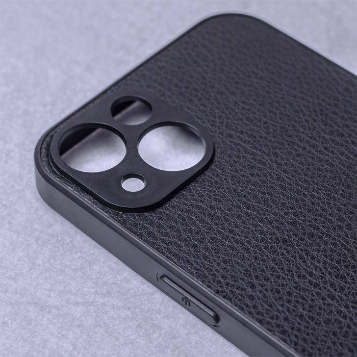 Husa spate Black Leather pentru protectie Xiaomi Redmi A1 / Redmi A2, din TPU, textura tip piele, neagra [2]