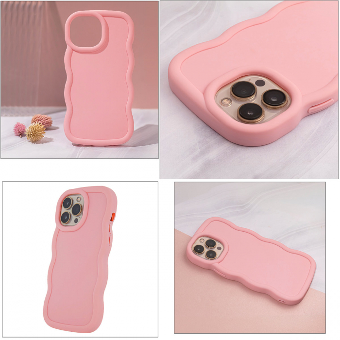 Husa spate Candy pentru protectie Samsung Galaxy A25 5G, din TPU mat cu margini ondulate, roz [5]