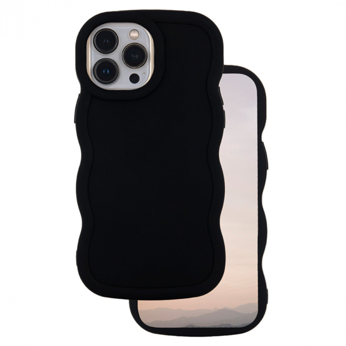 Husa spate Candy pentru protectie Xiaomi Redmi 13C 4G / 13C 5G, din TPU mat cu margini ondulate, neagra [3]