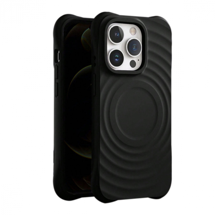 Husa spate Circle Mag pentru protectie iPhone 13 Pro Max, din TPU, compatibilitate cu tehnologia MagSafe, neagra [2]