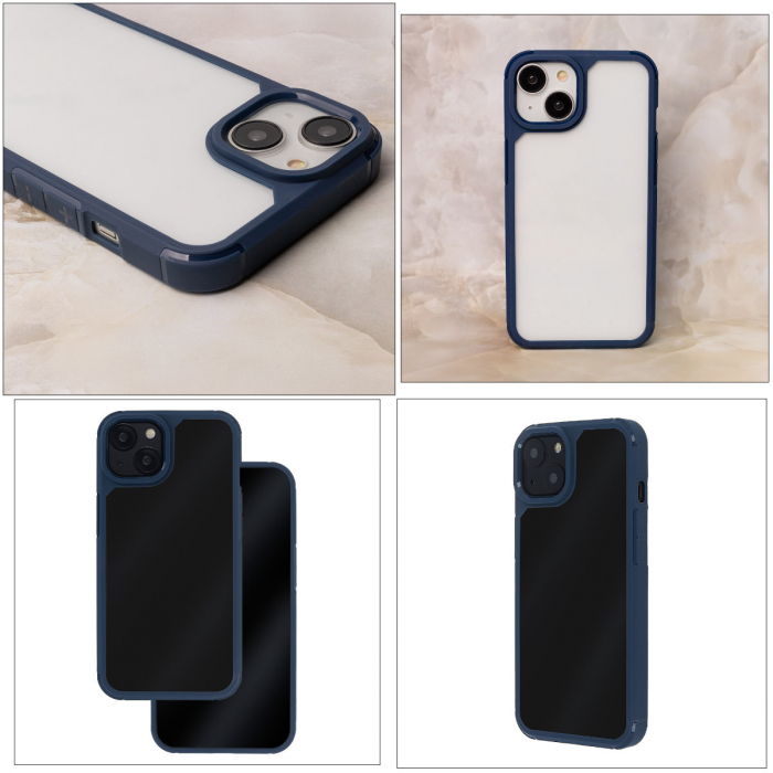 Husa spate Color Shock pentru protectie iPhone 11, compatibila MagSafe, cu rama albastra [3]