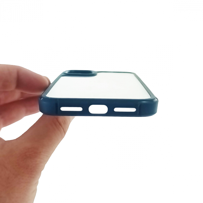 Husa spate Color Shock pentru protectie iPhone 11, compatibila MagSafe, cu rama albastra [2]